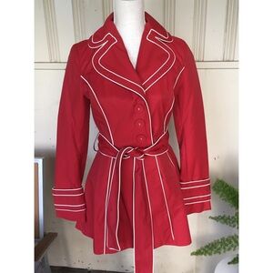 Laundry Red Belted Trench Coat Jacket Rain Coat S